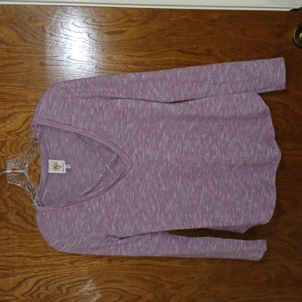 Self Esteem S soft tee, heathered violet, good condition